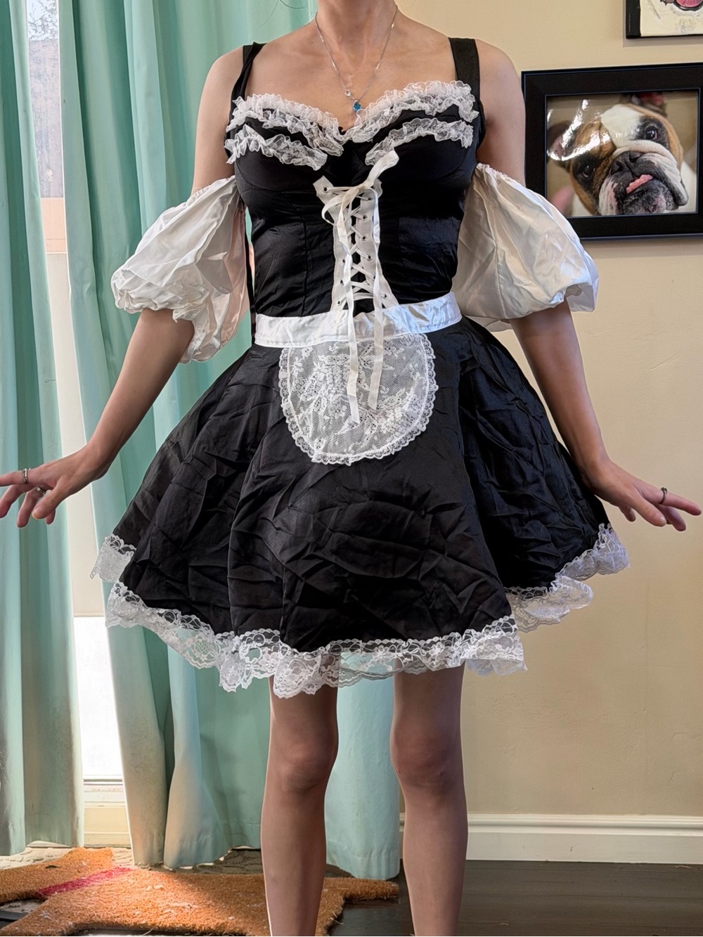 Black and white French maid costume